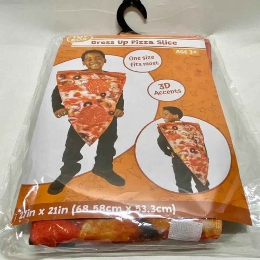 Kids‎ Costume Pizza Slice One Size Toy Box Dress Up 3D Accent Pepperoni 3+ NWT